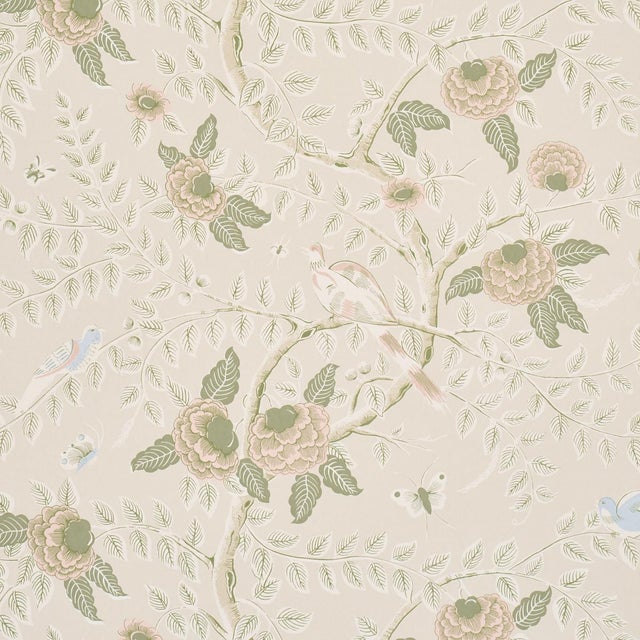 SAMPLE - Schumacher Tole Bird Wallpaper In Petal For Sale