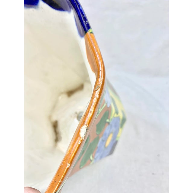 Yellow Vintage Colorful Mexican Floral Planter For Sale - Image 8 of 13