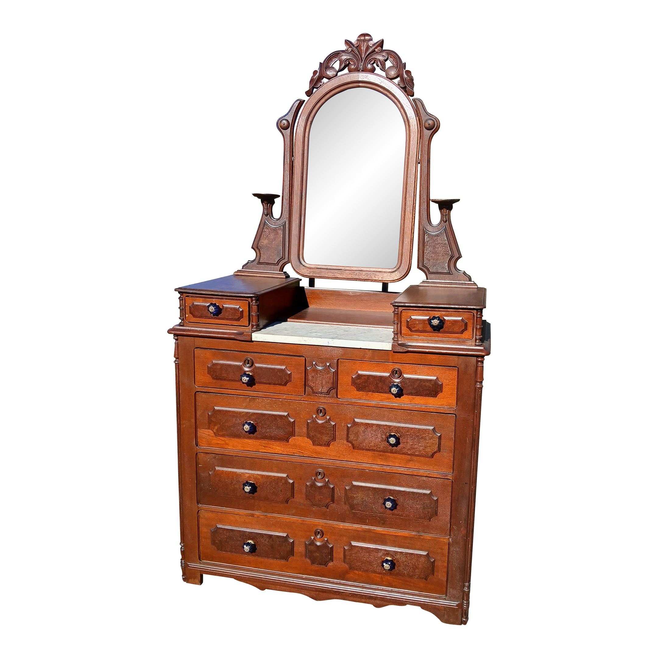 vintage dresser with mirror Trifold Bureau | Mirror glass shelves Incredible 97 year old Antique