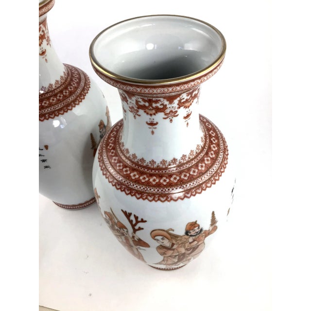 Burnt Orange Early 20th Century Antique Chinese Vases - A Pair For Sale - Image 8 of 13