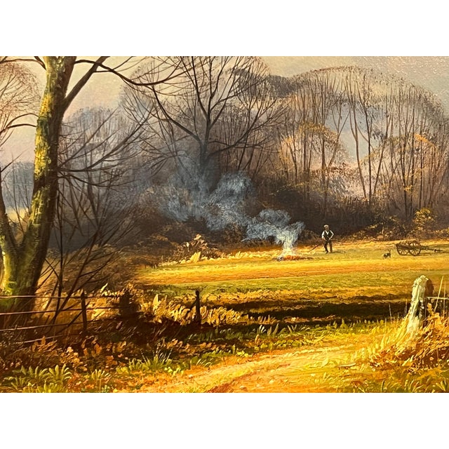 Realism Farm in the Woods at Winter in the English Countryside with Warm Brown Colours Circa 1990 For Sale - Image 3 of 15