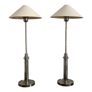 Vintage J. Randall Powers Hargett Chrome Table/Buffet Lamps with Adjustable Height - a PAir For Sale