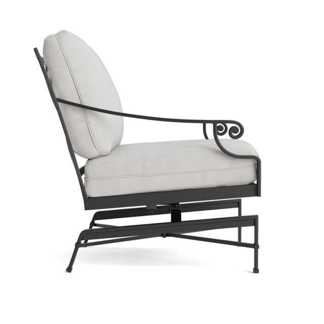 Contemporary Brown Jordan Venetian Motion Lounge Chair, Textured Pewter frame with Fusion Dove fabric For Sale - Image 3 of 11