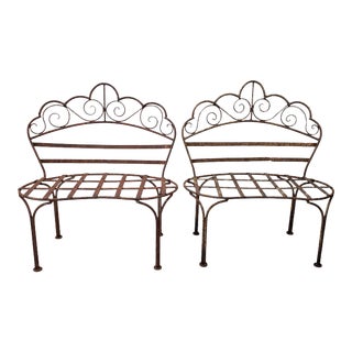 Pair of 19th Century Wrought Iron Children's Benches or Plant Stands For Sale