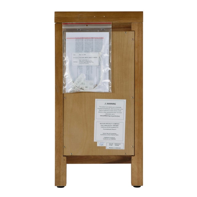 Wood Nora 12 in. W Rectangular Wood 1 Door Narrow End Table with Pull-Out Tray, Light Natural For Sale - Image 7 of 10