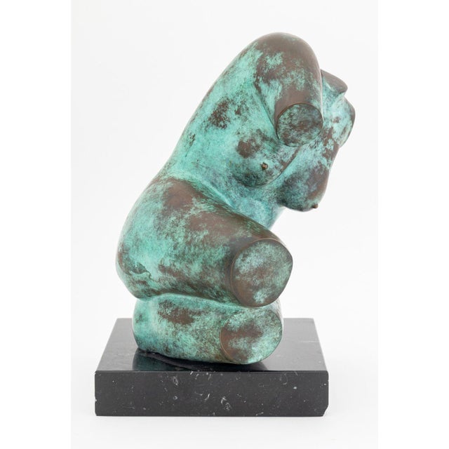 Bronson (XX) Nude Female Torso Verdigris Patinated Bronze Sculpture, signed to reverse, mounted on a black marble plinth....