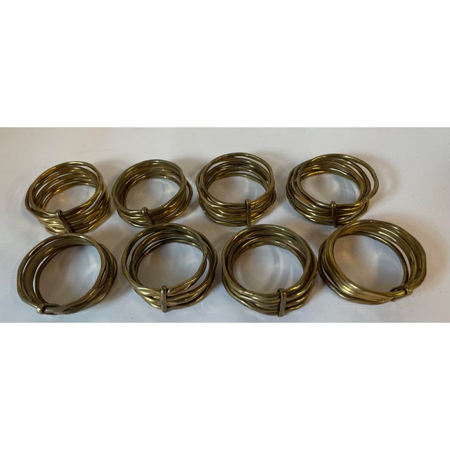 Metal Vintage Brutalist Brass Napkin Rings - Set of 8 For Sale - Image 7 of 7