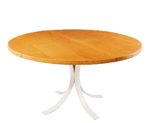 Italian Modern Round Dining Table in White Metal and Wood, 1970s