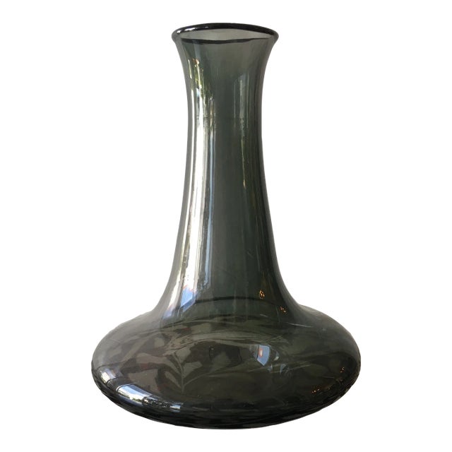 Smoke Glass Shapely Vase For Sale