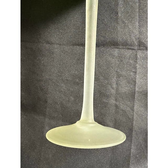 Murano Carlo Moretti 1960s Satinato Handblown Green Stemmed Vase-10.5" H-Italy For Sale In Dallas - Image 6 of 8