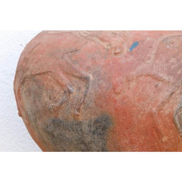 19th Century Rare Oversize Clay Vessel W/ Horse Relief For Sale - Image 5 of 9