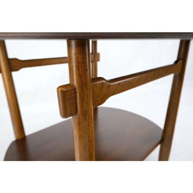 Round Two Tier Greek Key Pattern Laminate Top Occasional Side End Table Stand For Sale - Image 9 of 13