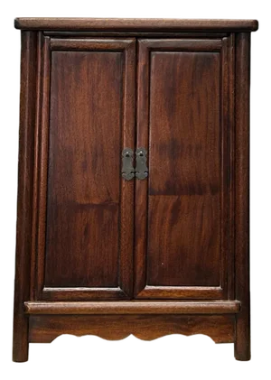 19.5" Natural Wood Pattern Brown 2 Doors Small Cabinet Chest