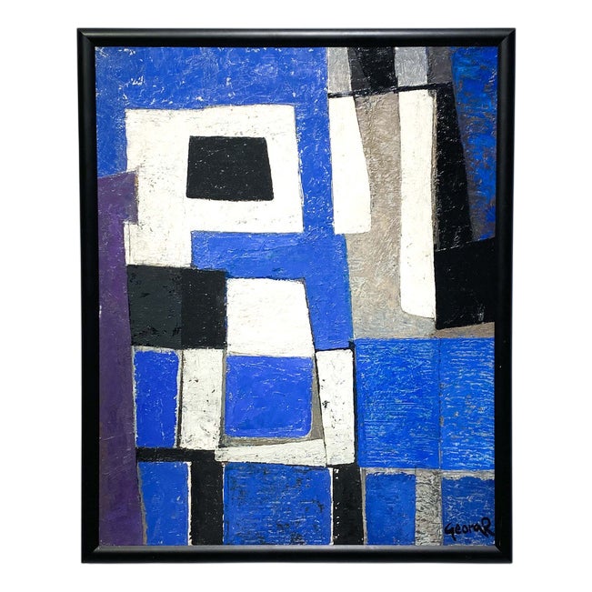 George Ruyter, Mid-Century Modern Dutch Composition in White, Black and ...
