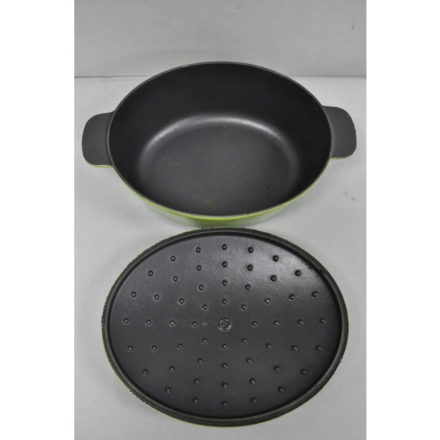 Vintage Cast Iron Dutch Oven Made in France 20538 Green Casserole Pot W/ Lid For Sale - Image 9 of 15