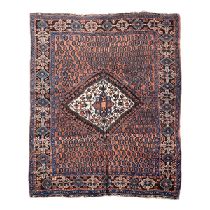 Antique Layla Tribal Village Square Rug, 5.2 x 6.3