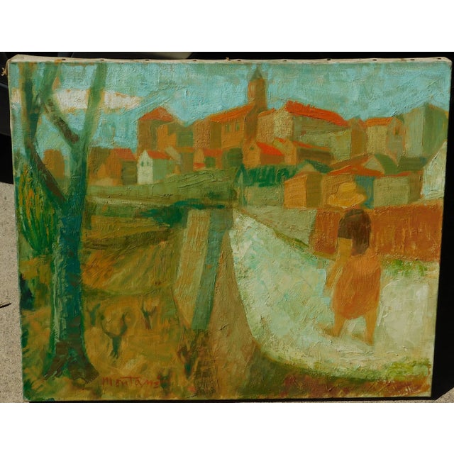 Vintage early- mid 20th century oil painting on canvas by noted French artist, Roger Montane (1916-2002). Canvas size 20 x...