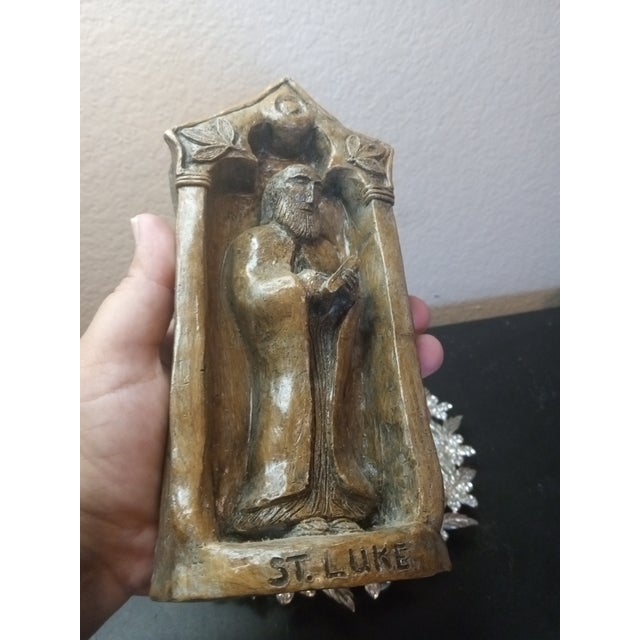 GORGEOUS Signed Gypsum St Luke 7" 3D Relief Sculpture From Spain This product is a stunning 7" 3D relief sculpture of St...