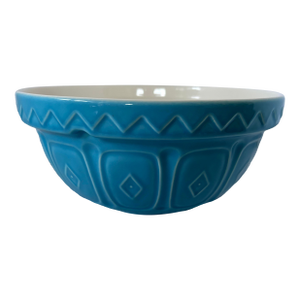 Vintage Mason Cash Turquoise English Mixing Bowl, 1980 Geometric Ceramic Kitchen Bowl