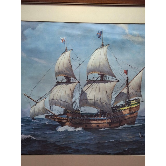 1950s Hervey Garrett Smith "Mayflower Ii" Signed Maritime Print – Framed 26.5" X 33" For Sale - Image 10 of 11