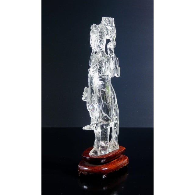 Wood Rock Crystal Guanyin Sculpture For Sale - Image 7 of 18