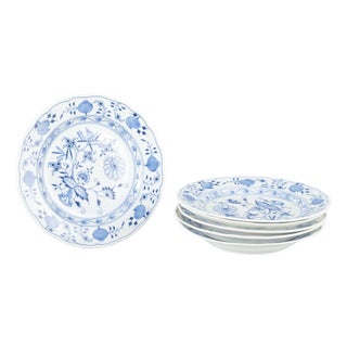 German Porcelain Dinner Plates with Blue Onion Pattern from Meissen, Set of 6 For Sale