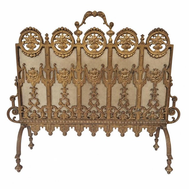 Large gilded bronze fireplace shroud – louis xvi style – france, circa 1880–1910. Imposing french fireplace shroud or...