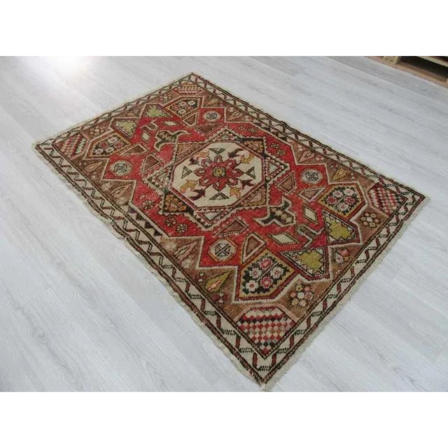 1960s Vintage Turkish Konya Hand Knotted Rug - 3′10″ × 5′6″ For Sale - Image 5 of 6