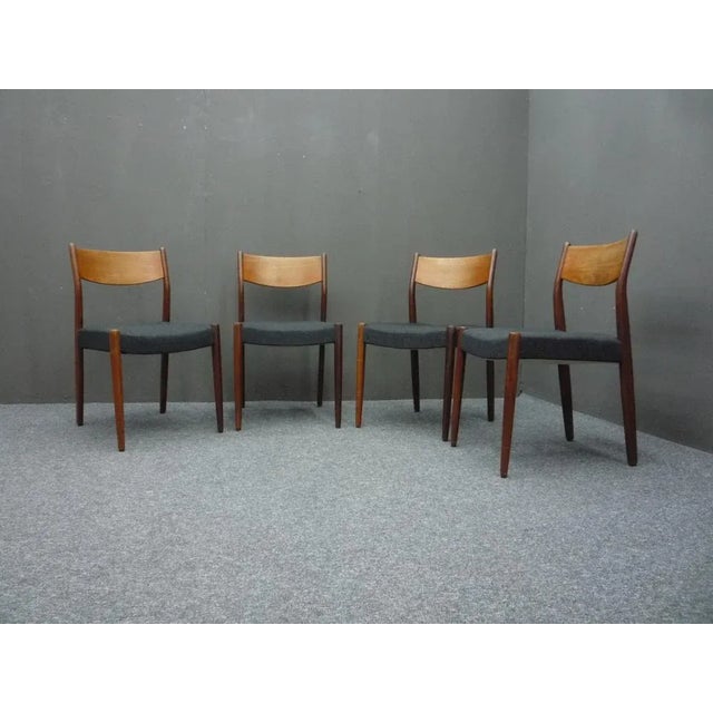 Very beautiful teak chairs by Cees Braakman. Amazing and very good original condition. Seat covered with dark gray fabric...
