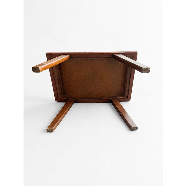1960s Mid-Century Modern Brutalist Cognac Leather Ottoman, 1960s For Sale - Image 5 of 8