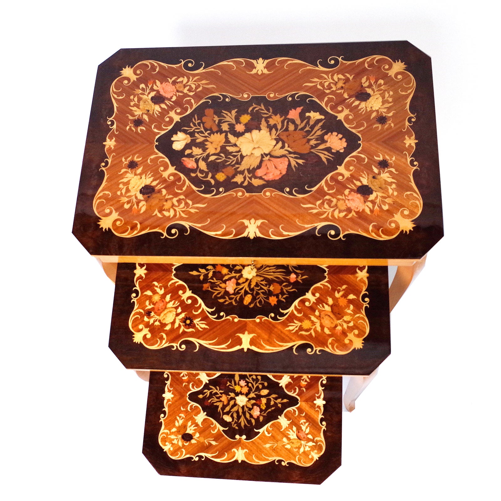Italian Marquetry Inlay Music Box Nesting Tables Chairish