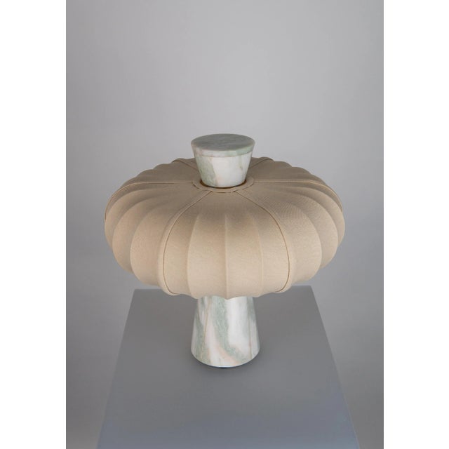 Caribbean Green Veined Marble and Natural Cotton Table Lamp from ZAVADSKI For Sale - Image 4 of 5