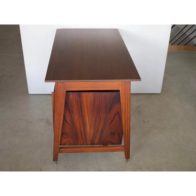 Wooden Writing Desk with Brass Details, 1960s For Sale - Image 10 of 12
