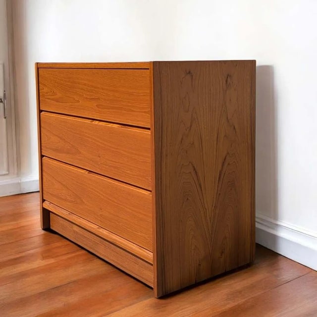 Wood 1960s Petite Danish Modern Teak Three-Drawer Dresser or Nightstand For Sale - Image 7 of 10