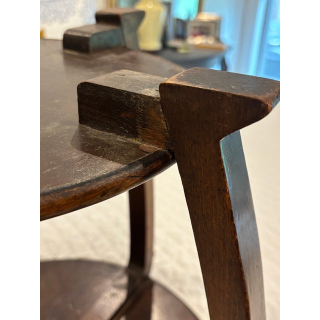 Antique 1930s American Art Deco Oak Side Table For Sale - Image 9 of 15