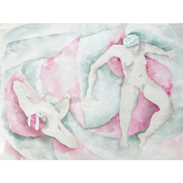 'Bathers in Sage and Rose' by Robin Gregory Circa 1985 For Sale