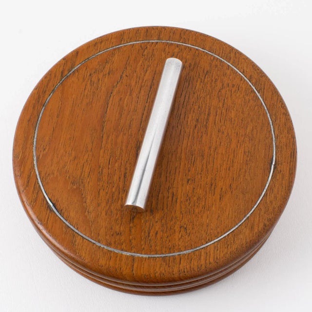 Wood Art Deco Carved Wooden Box with Metal Accent, France 1930s For Sale - Image 7 of 8