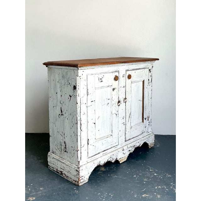 Antique White Distressed Wooden Primitive Sideboard For Sale - Image 4 of 12