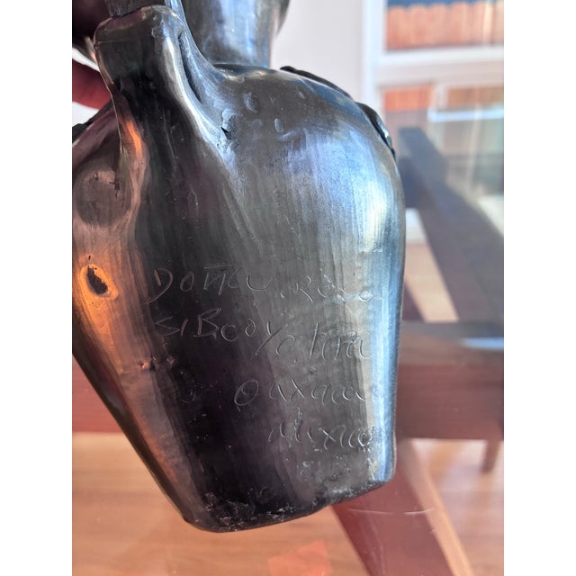 Rustic Late 20th Century Barro Negro Signed Pottery Pitcher For Sale - Image 3 of 8