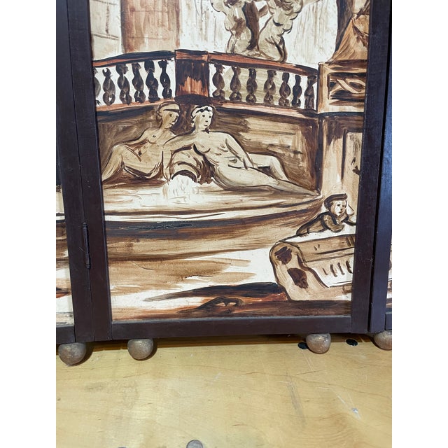 1960s Painted Paneled Screen of an Italian Scene For Sale - Image 6 of 7