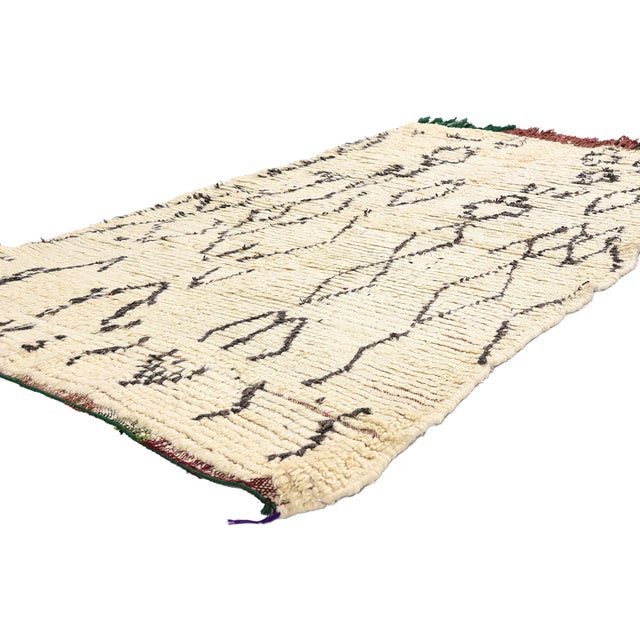 21938 Vintage Azilal Moroccan Rug, 03'10 x 06'06. The Guardian's Legacy: A Vintage Azilal Moroccan Masterpiece of Sacred...