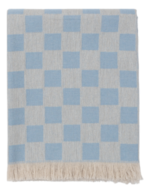 Light Blue Checkered Plaid in Cashmere and Wool by Villa Como