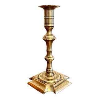 Antique Queen Ann Brass Candlestick, 1700 For Sale