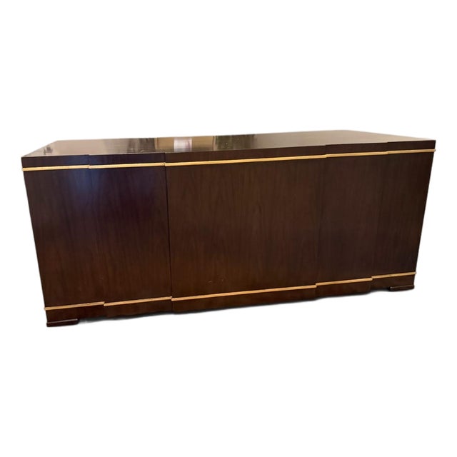 Sligh Bel Aire "Paramount" Contemporary Walnut & Gold Leaf Executive Desk For Sale