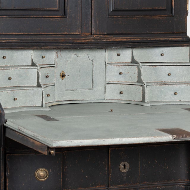 Early 19th Century Tall Swedish Black Secretary Bureau For Sale - Image 6 of 14