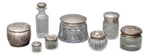 Sterling Silver & Cut Glass Vanity Accessories, 8