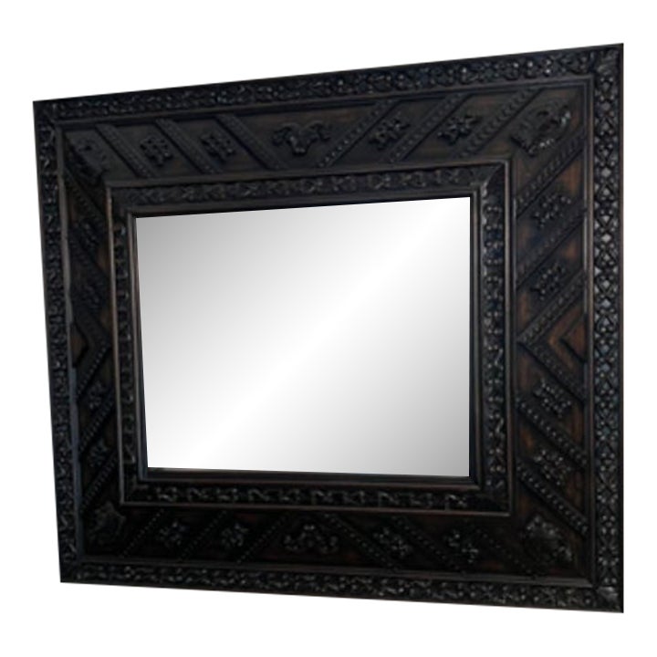 1990s Ralph Lauren for Henredon Large Carved Antiqued Glass Mirror