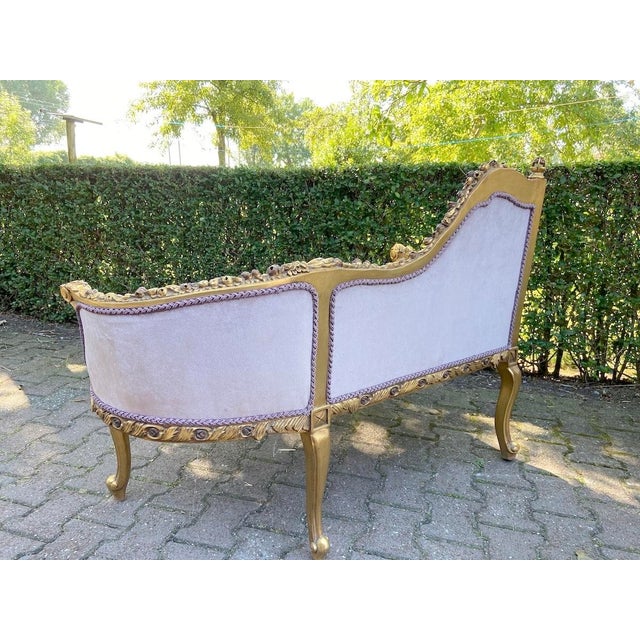 1950s French Louis XVI Pink Velvet Corner Settee For Sale - Image 15 of 16