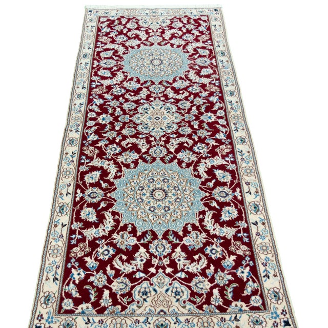 Hand-Knotted Runner Rug in Fine Wool For Sale - Image 4 of 12