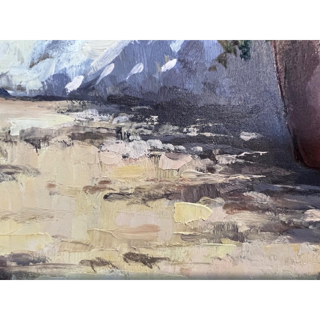 Coastal Italian Artist Moriani (20c) Coastal Landscape Oil on Canvas Painting, Framed For Sale - Image 3 of 10